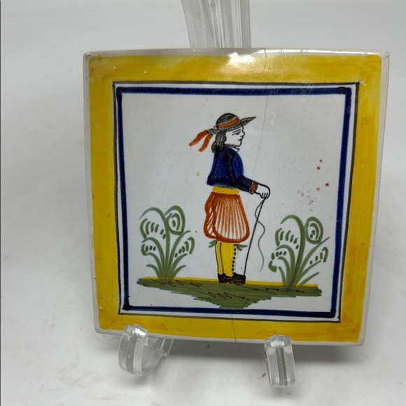 Vintage Quimper Tile Trivet France - Picture 1 of 9
